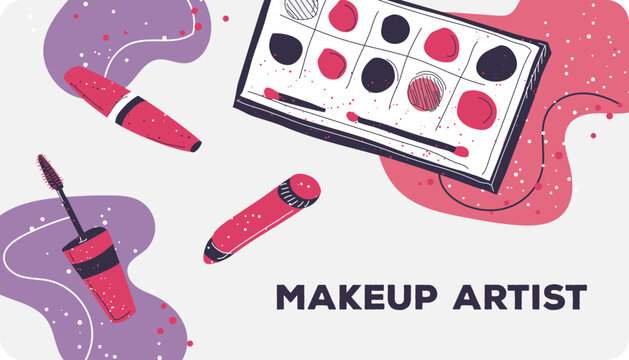 Make Up Artist Business Card With Palette Vector