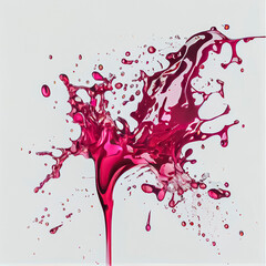 wine glass with spilled wine. splash wine over white background. background for sommelier or wine tasting
