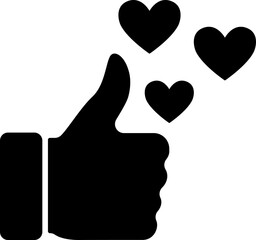 Thumb up and heart icon. Vector like and love icon button symbol for web site design, logo, ui.