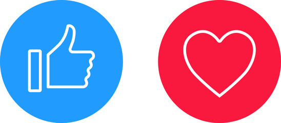 Thumb up and heart icon. Vector like and love icon button symbol for web site design, logo, ui.