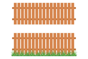 Wooden Fence design isolated on white background. Vector illustration