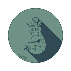 Horse zodiac sign logo. Astrological Chinese animal calendar. Years 2014, 2026, 2038, 2050.