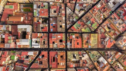 Deurstickers Aerial perpendicular view of the Quartieri Spagnoli (Spanish Neighborhoods), a part of the city of Naples in Italy. This district is located in the historic center of the city. © Stefano Tammaro