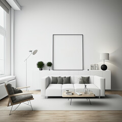 modern living room with furniture with mockup generated by ai