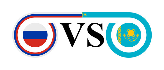 the concept of russia vs kazakhstan. vector illustration isolated on white background