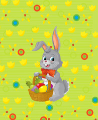 cartoon easter bunny rabbit on meadow illustration