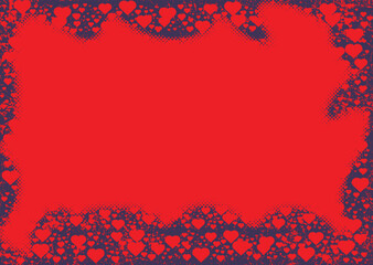 Background with glitch distorted heart shapes . Minimal art design . Noise destroyed circle logo. Trendy defect error shapes . Glitched frame .Broken effect . Grunge texture . Distress effect .vector 