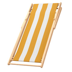 Orange striped beach chair for summer getaways isolated on white background.