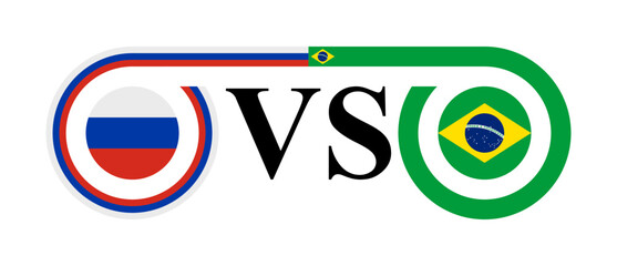 the concept of russia vs brazil. vector illustration isolated on white background