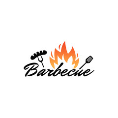 Logo template for barbecue restaurant. Vector EPS 10