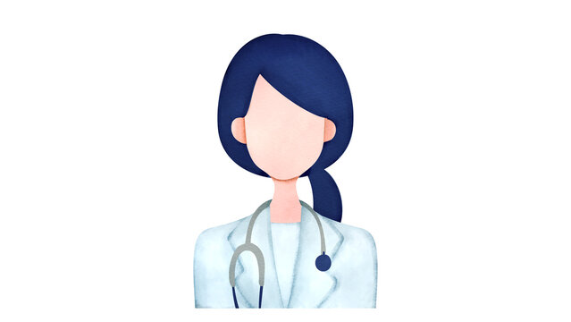 recommend clip art: 女性医師の水彩風アイコンイラスト