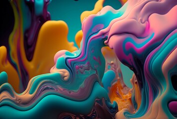 illustration of colorful splash paint, AI generated image.