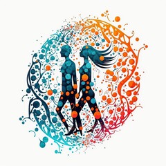 Obraz premium abstract illustration of a couple connecting with joy, AI generated image