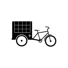 Delivery Cargo Bike silhouette icon. Electric cargo bicycle flat vector illustration
