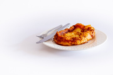 Fried French toast (Torrijas). Typical Spanish Easter sweet. Vertical photography and selective focus