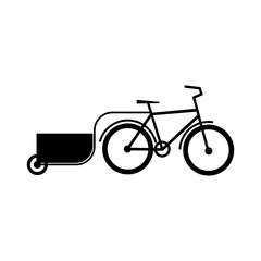 Fototapeta premium Cargo Bike silhouette icon. Bicycle with cart flat vector illustration