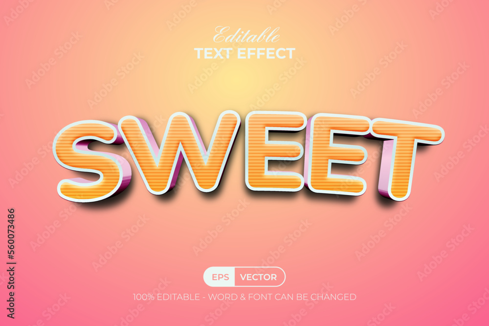 Poster sweet text effect orange style. editable text effect.