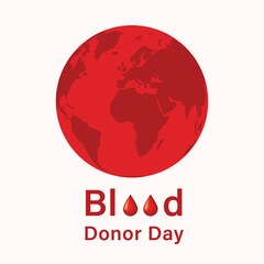 World blood donor day heart and blood drop with heartbeat line concept poster