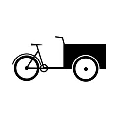 Street food cart. Cargo Bike silhouette icon flat vector illustration