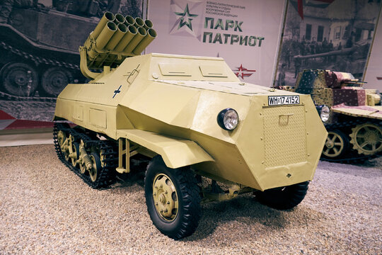 Kubinka, Moscow region, Russia - November 13, 2022: German half-track multiple launch rocket system Panzerwerfer 42 in the museum of military equipment