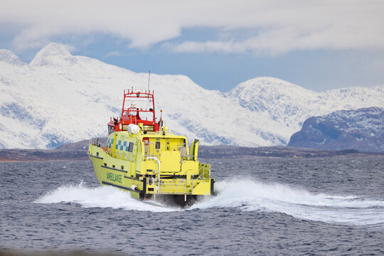 Ambulanse boat EYR BREMSTEIN is a Medical Trans that was built in 2012  and is sailing under the flag of Norway. Helgeland,Norway,Europe