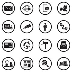 Obraz premium Mail Icons. Black Flat Design In Circle. Vector Illustration.