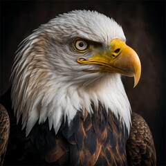 Fototapeta premium closeup bald eagle portrait, generated image