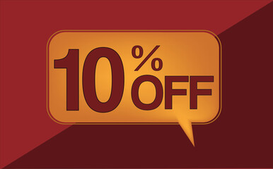 10 percent off. Discount for big sales. yellow balloon on red background