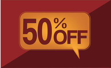 50 percent off. Discount for big sales. yellow balloon on red background