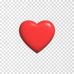 Vector realistic heart png. Volumetric red heart png. Design element. Heart for Valentine's Day, March 8, Mother's Day.