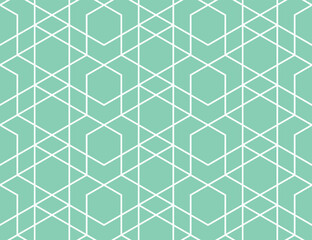 The geometric pattern with lines. Seamless vector background. White and green texture. Graphic modern pattern. Simple lattice graphic design