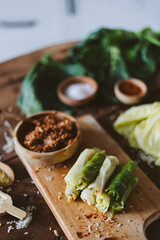 Lahana Sarma, Turkish traditional food,a boiled cabbage leaf that is formed into a roll with a stuffing of rice