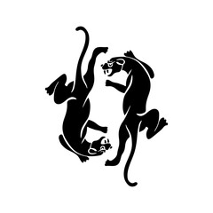 vector illustration of two black panthers