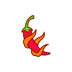 vector illustration of chili with fire concept