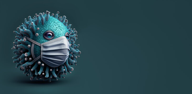 Corona virus wearing a face mask