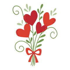 illustration of a bouquet of flowers in the shape of a heart, Valentine's illustration