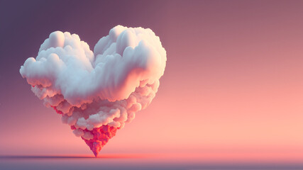 heart in the sky , romantic , website banner with hearts. Generative AI - obrazy, fototapety, plakaty