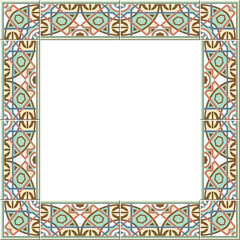 Antique square tile frame botanic garden vintage pattern geometry cross line