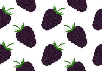 Blackberry seamless pattern or texture. Summer fruit, berry background. Vector illustration.