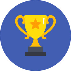 Trophy Multicolor Circle Flat Icon