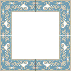 Antique square tile frame curve cross kaleidoscope