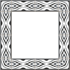 Antique square tile frame curve cross gray line