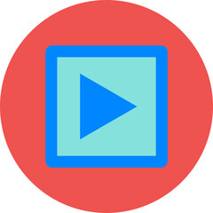Play Button Multicolor Circle Flat Icon
