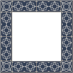 Antique square tile frame round curve cross geometry kaleidoscope