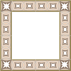 Antique square tile frame botanic garden vintage pattern curve cross star