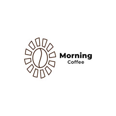 Coffee beans with sun shine silhouette logo vector.