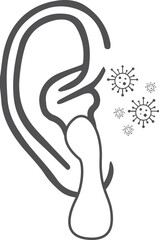 Ear infection icon, ear disease icon black vector