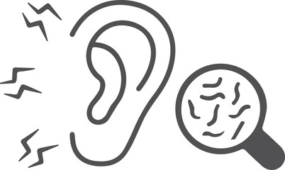 Ear infection icon, ear disease icon black vector