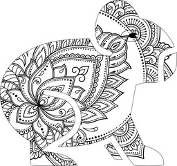 Animal mandala coloring page
