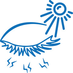 Eye infection icon, eye disease icon blue vector 